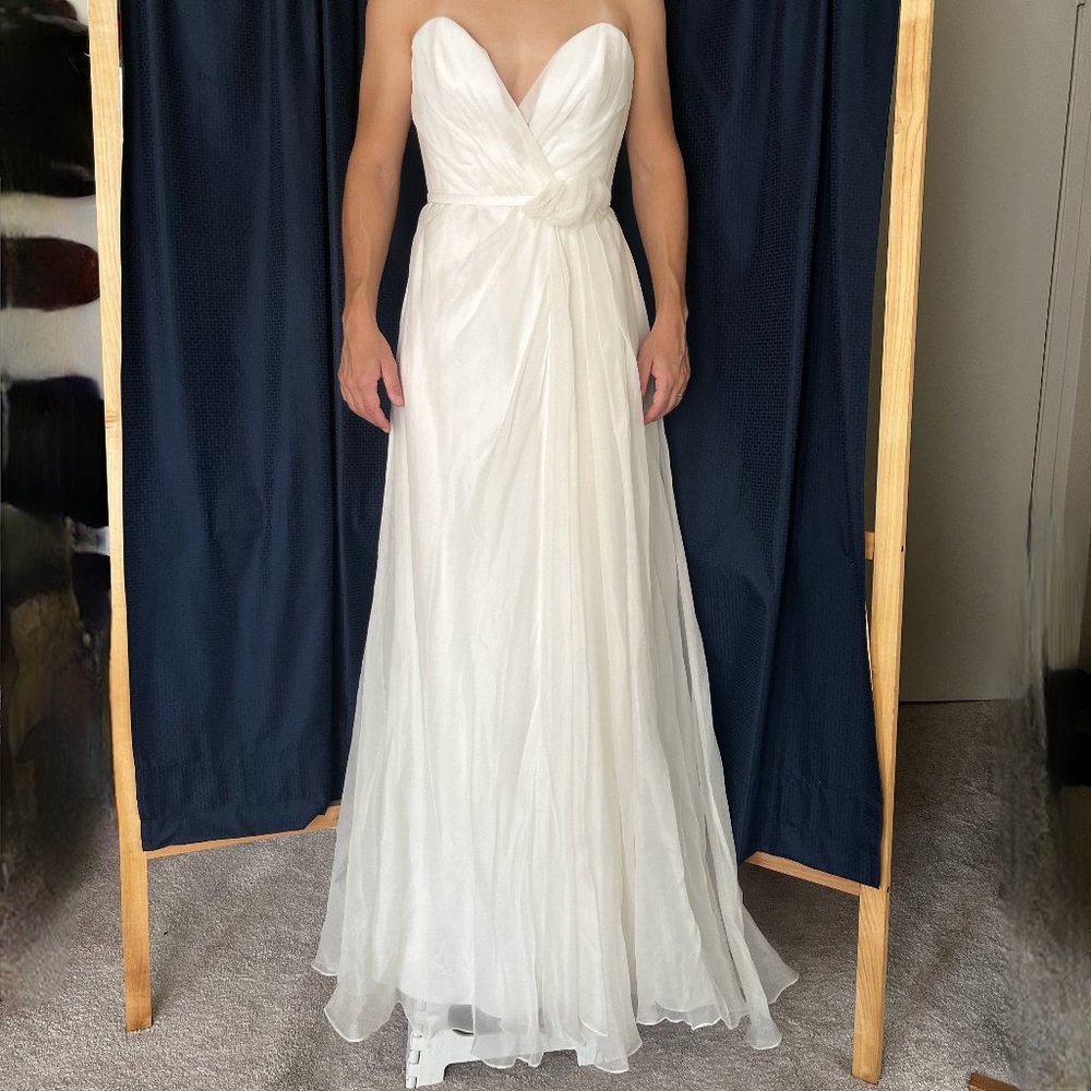 NWT Liancarlo White Wedding Dress or Evening Gown In Silk Organza Material